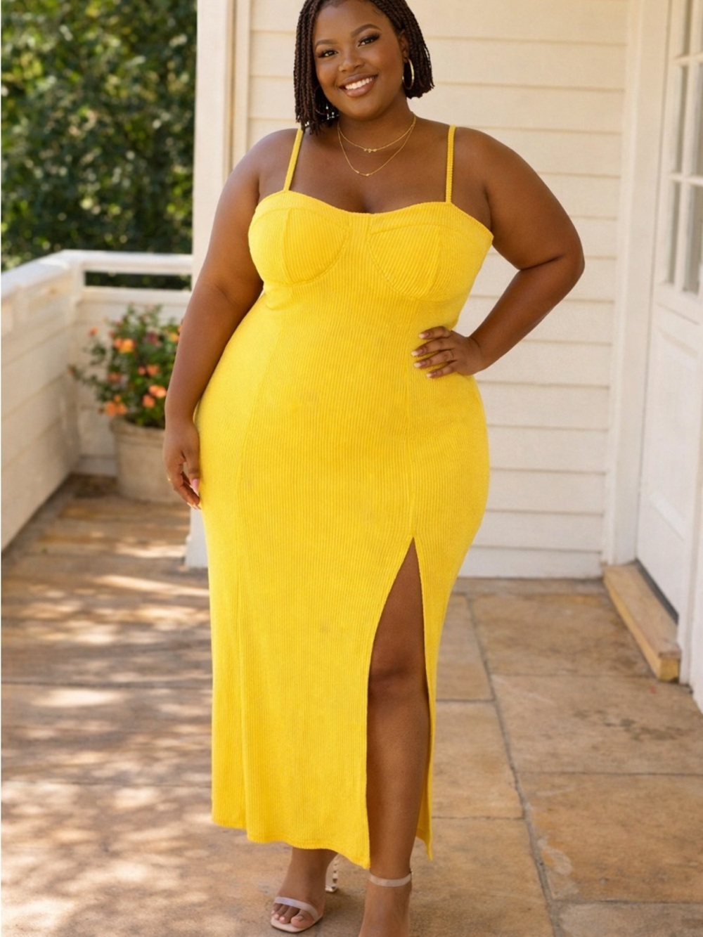 Marshalls Yellow Dress with Front Slit - Picture 3 of 7